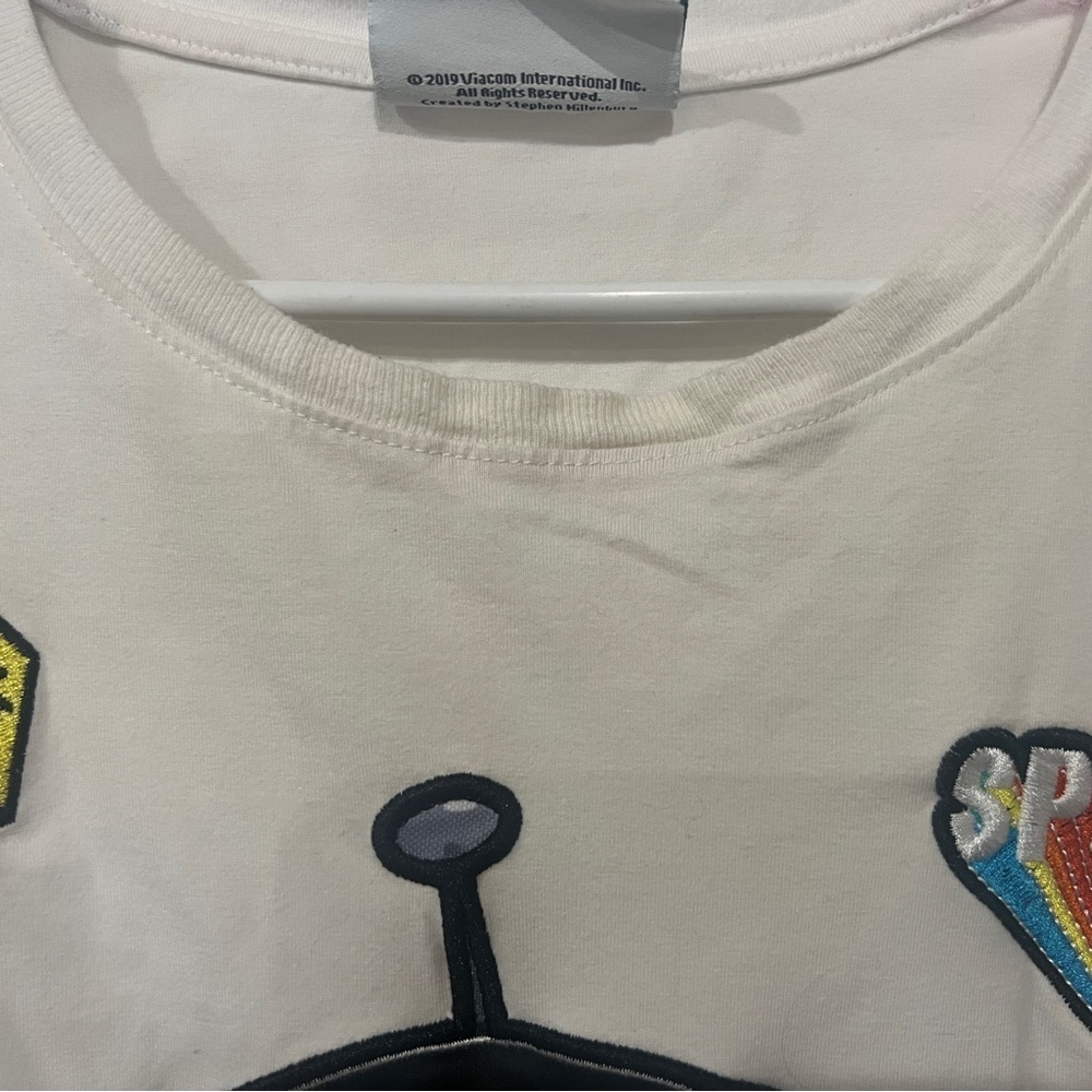 SpongeBob Squarepants Stephen Hillenburg Rainbow Embroidered Shirt White Size S - Picture 3 of 5
